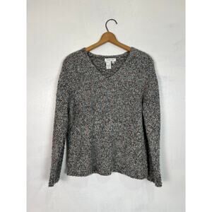 Coldwater Creek Heather Gray Flecked Chunky Knit Sweater size Medium